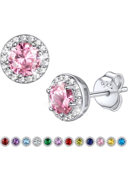 Laatikui Oluşturulan Elmas Küpe Kadınlar Için Kız, Gümüş Damızlık Küpe Yuvarlak Mavi Aquamarine ile Mart Kristal Doğum Taşı Takı (Yurt Dışından)