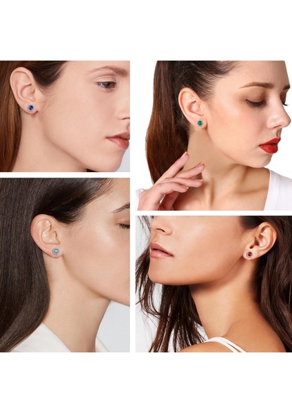 Laatikui Oluşturulan Elmas Küpe Kadınlar Için Kız, Gümüş Damızlık Küpe Yuvarlak Mavi Aquamarine ile Mart Kristal Doğum Taşı Takı (Yurt Dışından) indirimleri