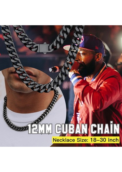 Laatikui Collares De Cadenas Cubanas De Miami De Acero Inoxidable Pesado De 9 mm Collar De Cadena De Eslabones Curb Cool Hip Hop Para Hombres - Mujeres, 20" (Yurt Dışından)