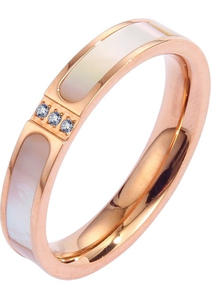 Üç Elmas Renk Kabuk Elmas Yüzük, Boyut: 5 Abd Boyutu Altın Gül (Yurt Dışından)