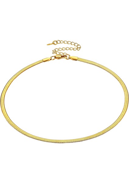 Laatikui Gargantilla Delicada Chapada En Oro De 18 Quilates Para Mujeres Y Niñas, Collar De Cadena De Serpiente Plana De 3 Mm, Collar De Espiga A La Moda, 18 "+ 3,5" (Yurt Dışından)