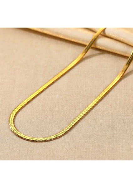 Laatikui Gargantilla Delicada Chapada En Oro De 18 Quilates Para Mujeres Y Niñas, Collar De Cadena De Serpiente Plana De 3 Mm, Collar De Espiga A La Moda, 18 "+ 3,5" (Yurt Dışından)