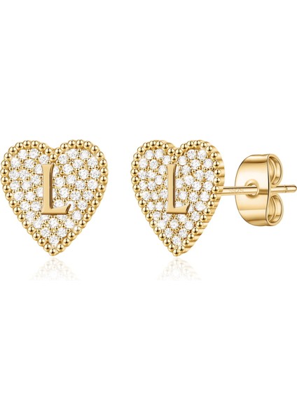 Laatikui Kalp Damızlık Küpe Kız Kübik Küpe Kadınlar Için Yürüyor Kız (Yurt Dışından)