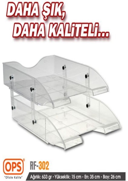Ops 2li Hareketli Evrak Rafı Şeffaf 4-RF302TR-5OPS