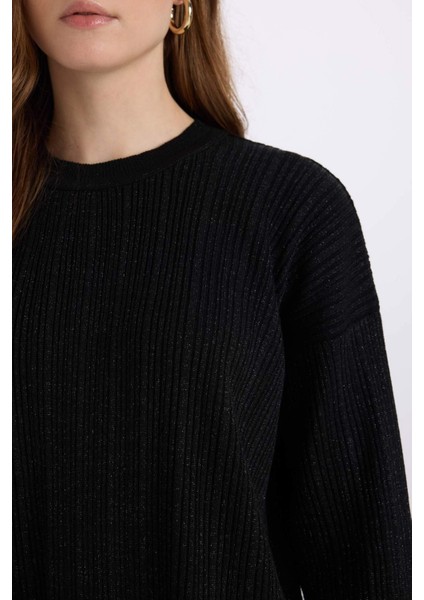 Relax Fit Bisiklet Yaka Basic Düz Triko Kazak Tunik D8633AX24WN indirimleri
