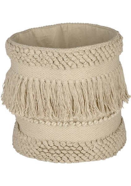 426519 "toyama" Krem Beyaz Pamuk Fırfırlı Sepet 25CM Yüksekliğinde 25CM Çapında