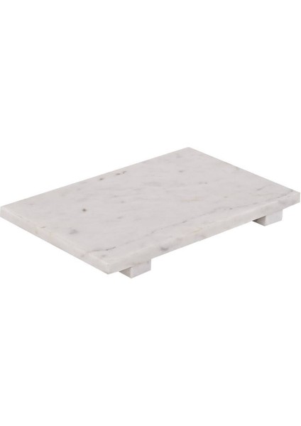 427258 "Sıayan" Dekoratif Mermer Sunum Tepsi 30,5cm Uzunluğunda 20cm Genişliğinde Beyaz