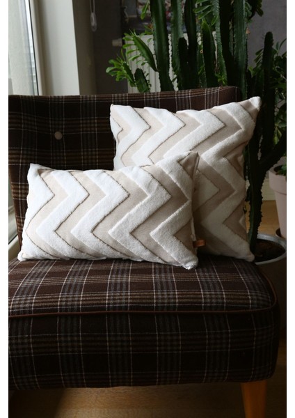 Bohem Özel Tasarım Punch Panç Desen Dekoratif Kırlent Kılıfı Line Bej 55 x 55 cm modelleri