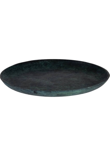 427155 "Malımono" Yeşil-Patina Metal Dekoratif Tepsi 34cm Çapında