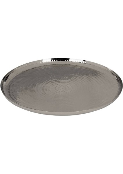 427597 "Forleyet" 35cm Çapında Dekoratif Nikel Metal Tepsi