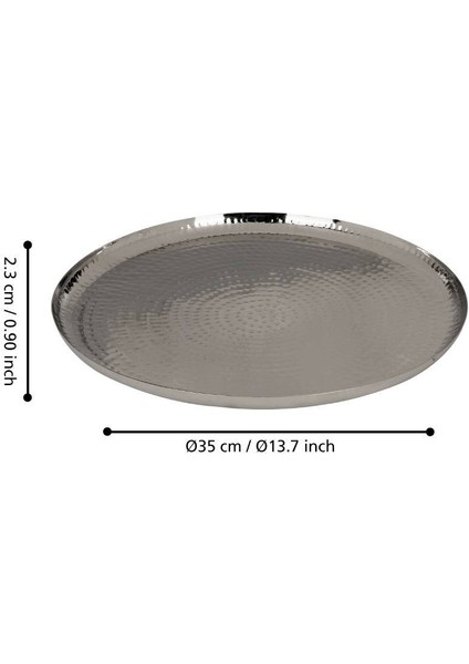 427597 "Forleyet" 35cm Çapında Dekoratif Nikel Metal Tepsi fiyatları