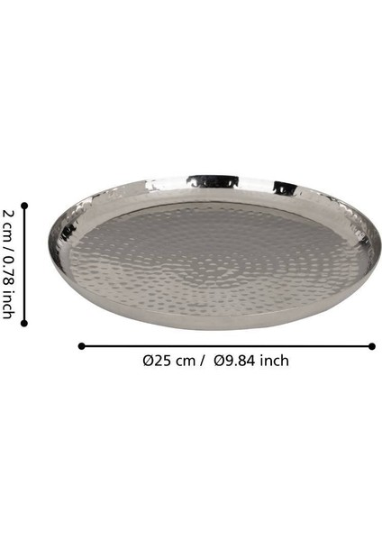 427599 "Forleyet" 25cm Çapında Dekoratif Nikel Metal Tepsi fiyatları