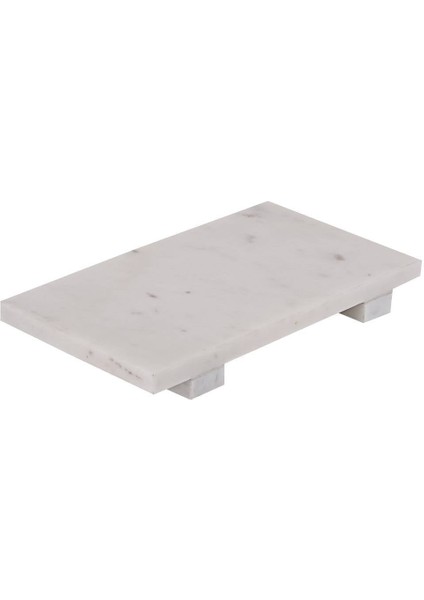 427257 "Sıayan" Dekoratif Mermer Sunum Tepsi 25cm Uzunluğunda 15cm Genişliğinde Beyaz
