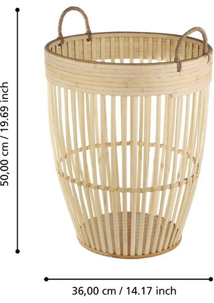 426512 "naraha" Doğal Ahşap Sepet 50CM Yüksekliğinde 36CM Çapında