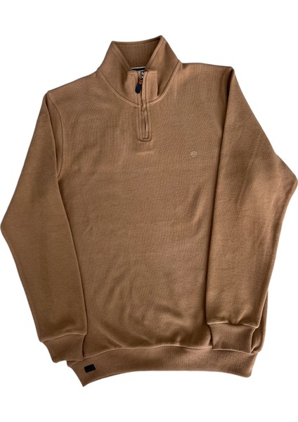 Unisex Normal Beden Dik Yaka Yarım Fermuarlı Sweatshirt modelleri