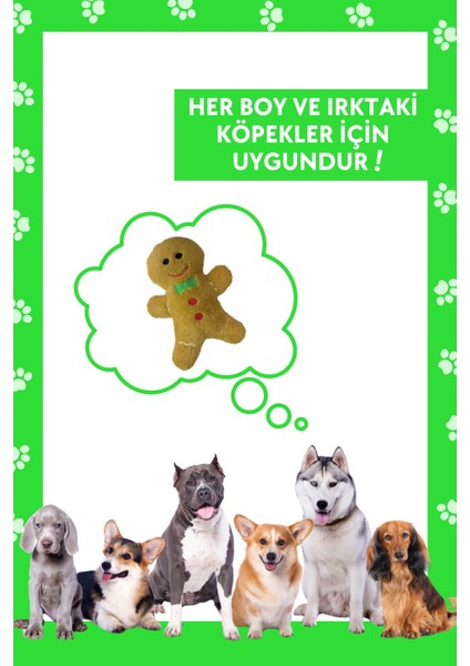 Yılbaşı Kurabiyesi Temalı Peluş Köpek Oyuncağı Hışırtı Sesli Peluş Kurabiye Köpek Oyuncağı