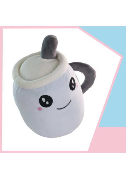 Kahve Kupasi Yastik Peluş Uyku Arkadaşi 30 cm Mavi 13