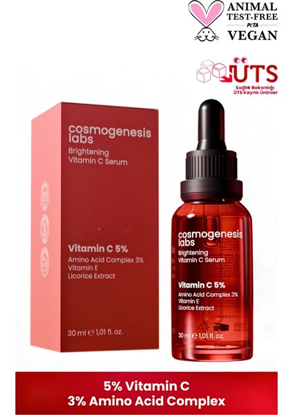 Aydınlatıcı C+E Vitamini Serum 30ML Yenileyici Eşitleyici Pürüzsüz Görünüm & Nemlendirici Etkili