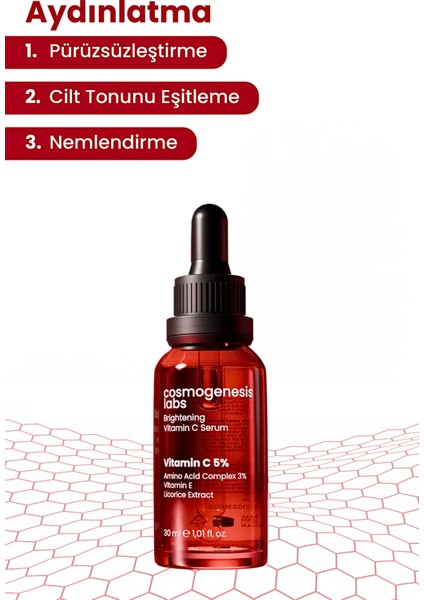 Aydınlatıcı C+E Vitamini Serum 30ML Yenileyici Eşitleyici Pürüzsüz Görünüm & Nemlendirici Etkili