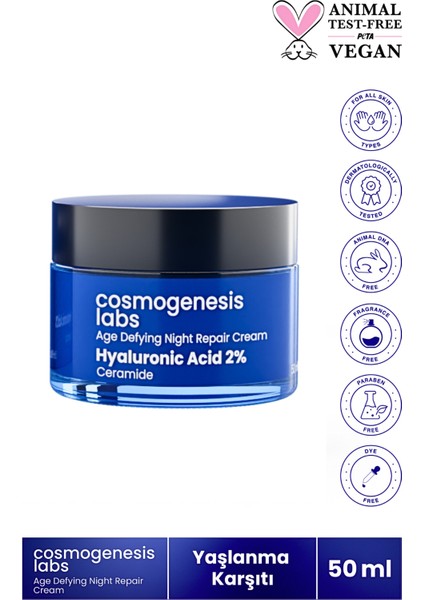 Cosmogenesis Labs  Gece Onarım Kremi 50ML Yoğun Nemlendirici Dengeleyici Gençleştiren ve Yenileyici