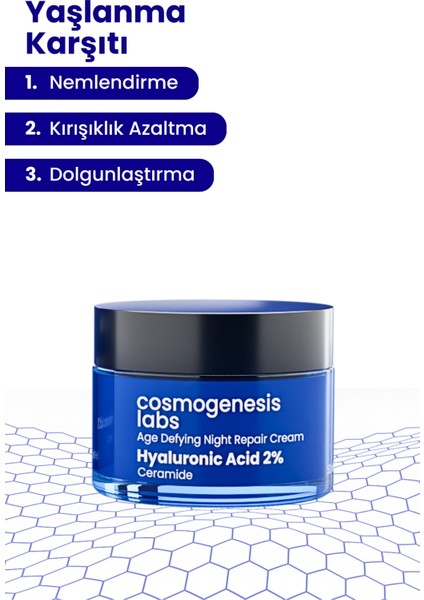 Cosmogenesis Labs  Gece Onarım Kremi 50ML Yoğun Nemlendirici Dengeleyici Gençleştiren ve Yenileyici