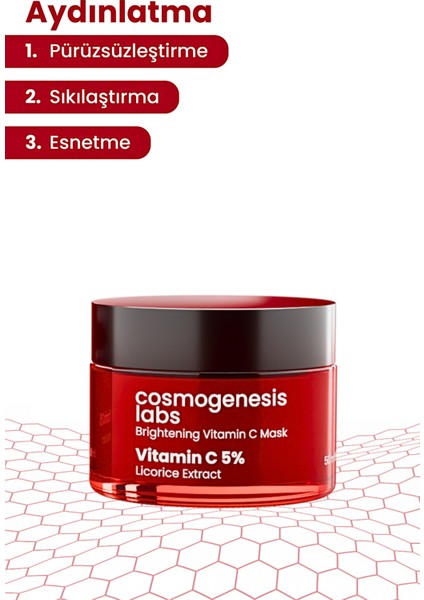 Aydınlatıcı C Vitamini Maske 50ML Cilt Besleyici ve Nemlendirici Etkili Anında Esneklik Antioksidan