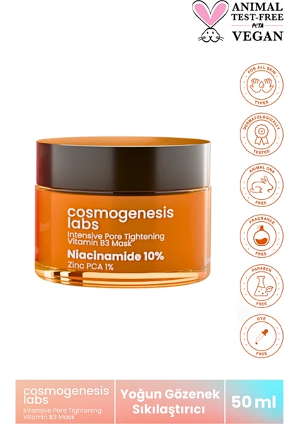 Cosmogenesis Labs Gözenek Sıkılaştırıcı B3 Vitamini Maske 50ML Arındırıcı Detox ve Peeling