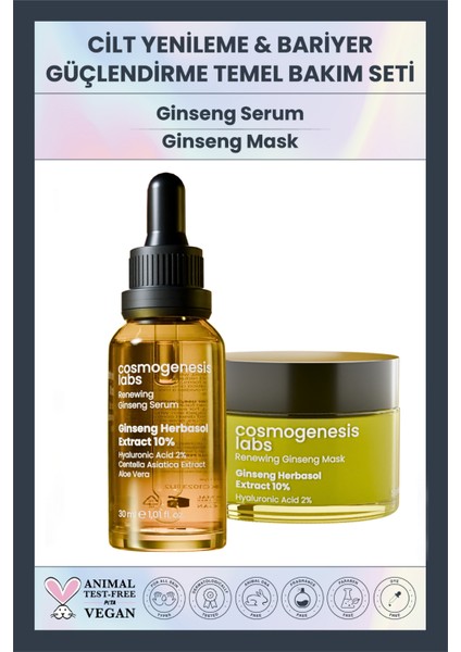 Cilt Yenileyici Aydınlatıcı Ginseng Bakım Serumu 30ML + Ginseng Maske 50ML Nemlendirici Bakım Seti