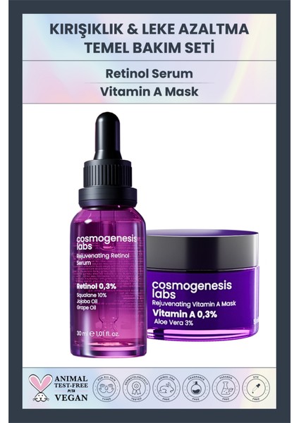 Canlandırıcı Onarıcı Sıkılaştırıcı Retinol Serum 30ML + A Vitamini Maske 50ML Set