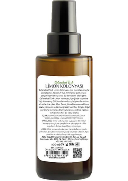 Geleneksel Türk Limon Kolonyası 100 ml fiyatları