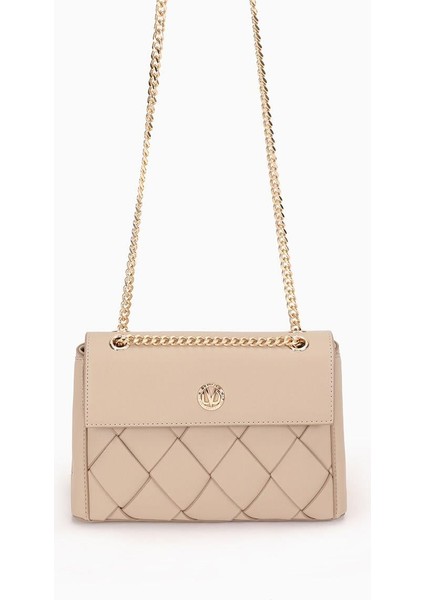 VİZON Baklava Desen Zincirli Omuz Çantası