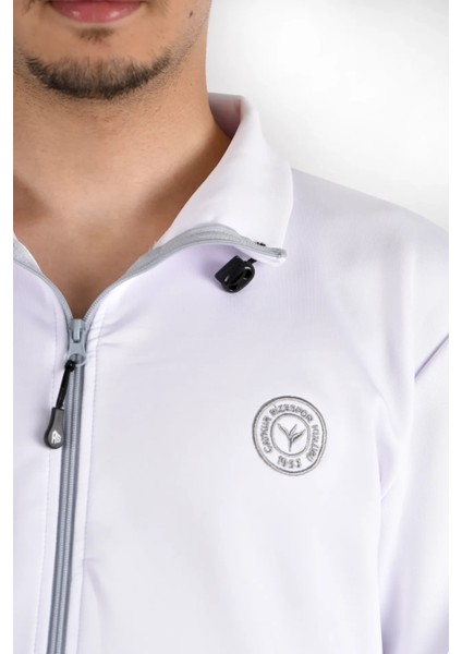 Beyaz Kamuflaj Desenli Polyester Sweatshırt