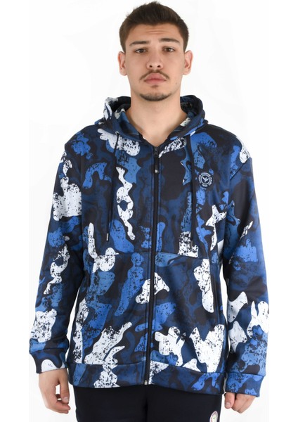 Süblime Baskılı Fermuarlı Kapşonlu Sweatshırt