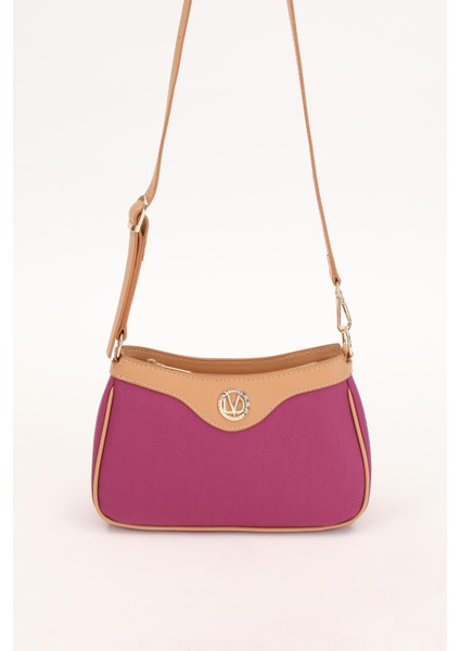 Fuşya Fermuarlı Petek Desen Omuz Çantası