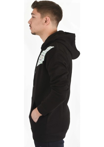 Siyah Çay Desenli Fermuarlı Sweatshırt modelleri