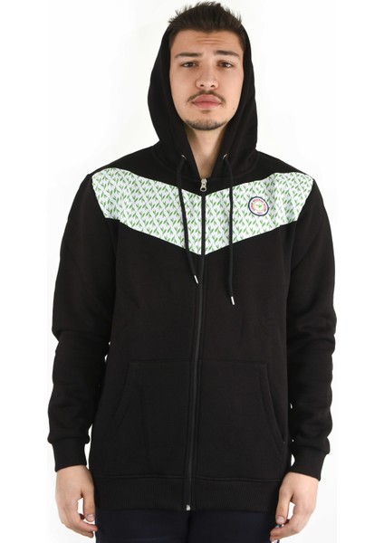 Siyah Çay Desenli Fermuarlı Sweatshırt fiyatları