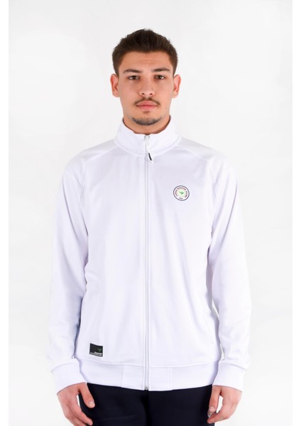 Beyaz Dik Yaka Sweatshırt