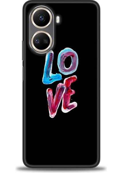 Realme 10 4g Kılıf Hd Baskılı - Renkli Love + 9h Nano Ekran Koruyucu