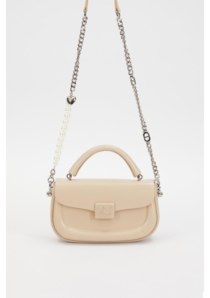 KREM İnci Askılı Omuz Çantası