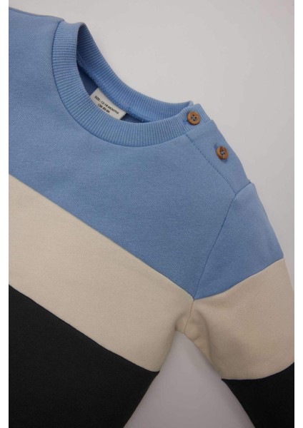 Erkek Bebek 2'li Takım Renk Bloklu Uzun Kollu İçi Yumuşak Tüylü Sweatshirt Beli Lastikli Eşofman Altı Y1410A224AU modelleri