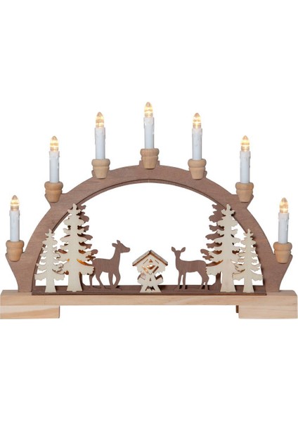 271-68 "fauna" 10 Ledli Doğal Ahşap Dekoratif Aydınlatma 33CM Yüksekliğinde 45CM Uzunluğunda