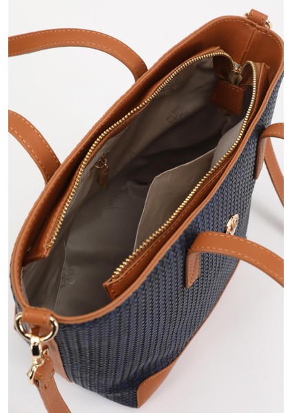 Lacivert - Camel Hasır Desen El Çantası modelleri