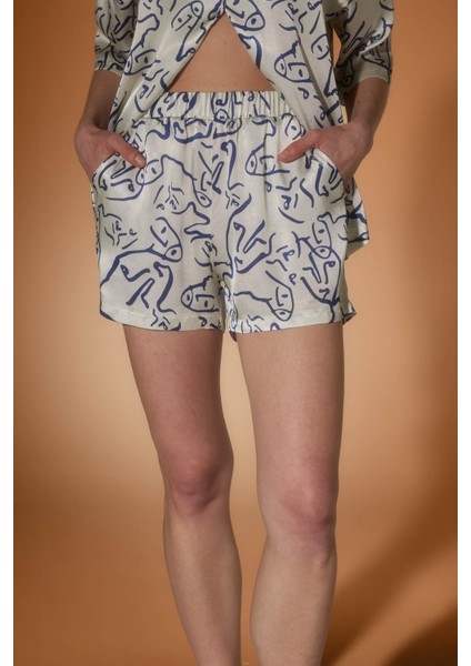 Kadın Vegan Dokuma Cepli Şort