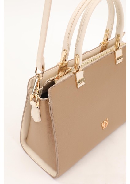 VİZON KREM Çok Gözlü El Çantası modelleri