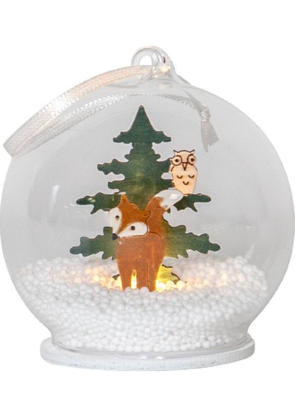 271-85 "forest Frıends" Ledli Kar Küresi Renkli Tilki 8cm Çapında