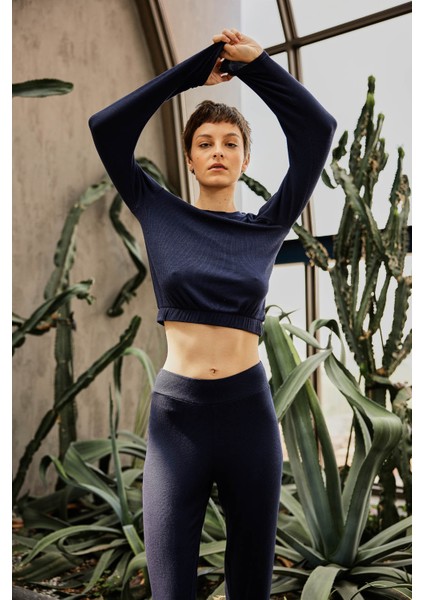 Kadın Viscose Kaşkorse Uzun Kollu T-Shirt