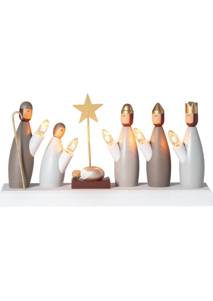 410998 "Krubba" Mum 5'Li E10 Renkli Ahşap 17cm Yüksekliğinde 33cm Uzunluğunda