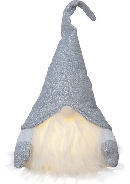 411469 "Joylıght" Led Plastik Tekstil Kumaş Gümüş-Beyaz 28cm Yüksekliğinde Cüce