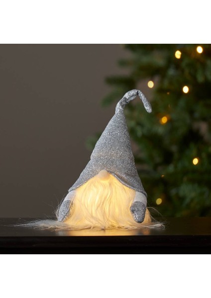 411469 "Joylıght" Led Plastik Tekstil Kumaş Gümüş-Beyaz 28cm Yüksekliğinde Cüce fiyatları