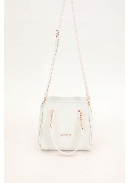 Beyaz Kumaş Görünümlü El Çantası